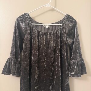 Elegant Gray Velvet Women's Top